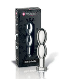 Mystim O(h!)-thello e-Stim Oval Aluminum Dildo in packaging showcasing its sleek design.