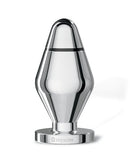 Mystim Little John E-Stim Buttplug Small Aluminum Silver with polished aluminum design for electro-stimulation.