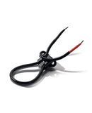 Mystim Heavenly Henry Electrostim Glans Strap Set showing black adjustable loop and connection wires for electrostimulation.