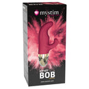 Mystim Hop Hop Bob E-Stim Vibrator Fuchsia packaging with vibrant design and unique shape for stimulation.
