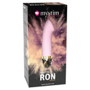 Mystim Right On Ron G-Spot Vibrator Rose in its packaging, featuring a soft rose finish and luxurious design.