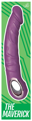 Maverick Realistic Dildo Vibrator in purple with textured veins and USB rechargeable design.