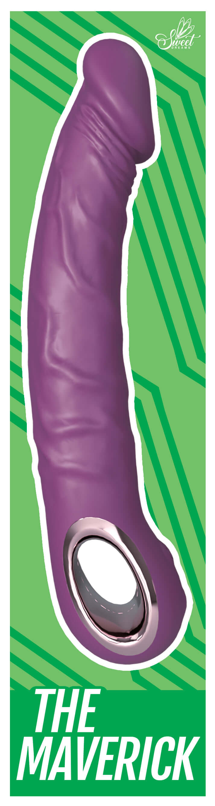 Maverick Realistic Dildo Vibrator in purple with textured veins and USB rechargeable design.