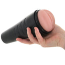 Mellanie Monroe Porn Star Pussy Stroker Hard Case held in hand, showcasing soft textured interior.