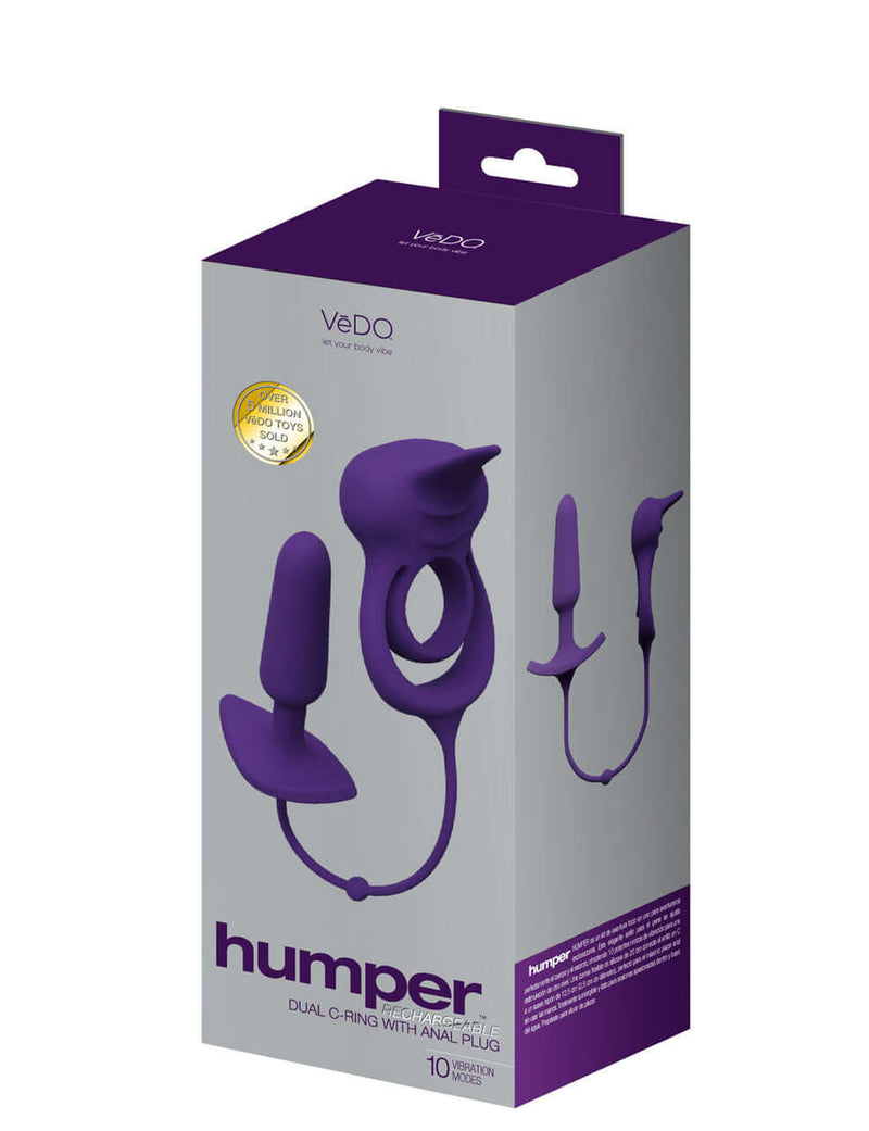 VeDo Humper Dual C-Ring with Anal Plug 5 inch Purple