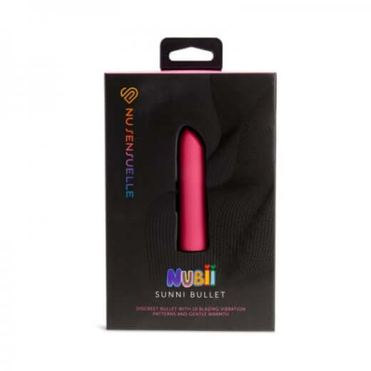 Sensuelle Nubii Sunni Warming Bullet Vibrator in Pink packaging for transformative pleasure with 5 speeds and modes