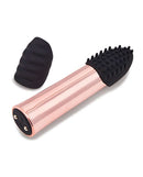 NU Sensuelle Point Plus Bullet Vibrator Rose Gold with detachable textured tip for enhanced stimulation.