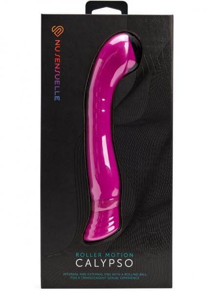 Sensuelle Calypso Magenta Pink Vibrator in packaging with unique rolling ball for internal and external pleasure.