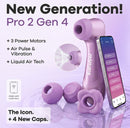 Satisfyer Pro 2 Gen 4 App Controlled Clitoral Stimulator features 3 power motors and app connectivity.