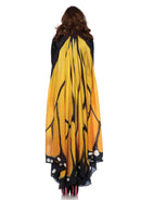 Leg Avenue Festival Butterfly Wing Halter Cape Orange Black showcasing vivid monarch butterfly design and oversized wings.