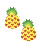 Neva Nude Pina Colada Glitter Pineapple Pasties Multicolor featuring pineapple shape with glitter hearts for playful festival looks.