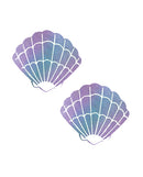 Neva Nude Lustful Mermaid Shell Pasties Lilac in a whimsical seashell shape with a soft lilac and turquoise design.