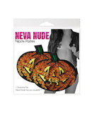 Neva Nude Pumpkin Sequin Pasties Orange - fun and festive nipple covers with sparkling pumpkin design.