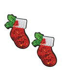 Neva Nude Christmas Stockings Sequin Pasties Multicolor in vibrant colors featuring classic Christmas stocking design.