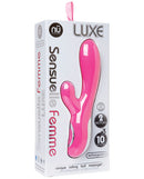 Nu Sensuelle Femme Luxe 10 Fun Rabbit Massager Pink packaging showcasing its unique dual-stimulation design.