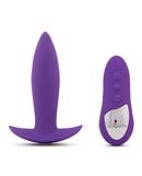 NU Sensuelle Remote Control Mini Butt Plug Purple with remote control, designed for pleasurable back door experiences.