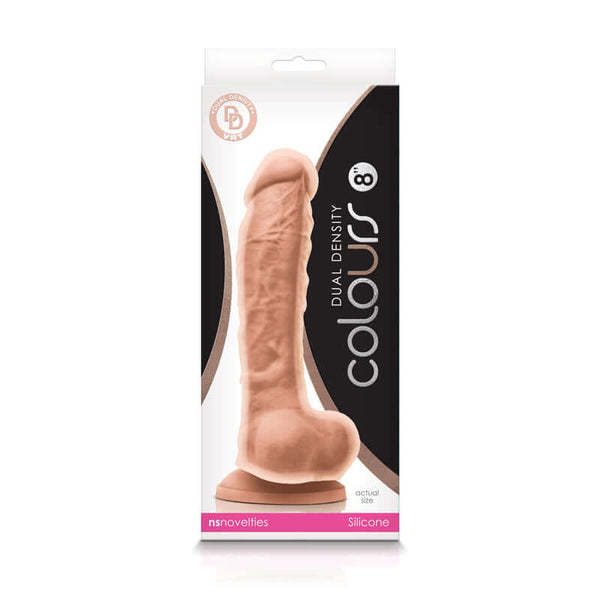 COLOURS DUAL DENSITY 8IN DILDO WHITE-1