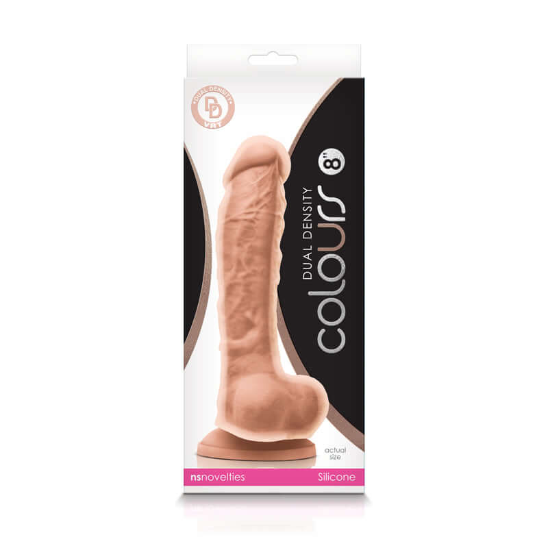 COLOURS DUAL DENSITY 8IN DILDO WHITE-1