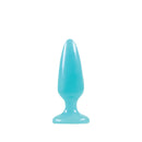 Firefly Pleasure Plug in blue, glowing in the dark; soft and body-safe TPE, perfect for intimate fun.