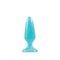 Firefly Pleasure Plug in blue, glowing in the dark; soft and body-safe TPE, perfect for intimate fun.