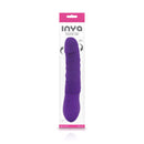 Inya Twister Purple Realistic Vibrating Dildo in packaging, showcasing its vibrant color and features.