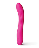 INYA Wiggle Stick Gyrating Vibrator Pink showcasing its flexible silicone body and ribbed shaft for customizable pleasure.