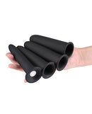 Renegade Vibrating Dilators Set Black showing four stackable sleeves for comfortable exploration.