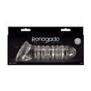 Renegade Ribbed Penis Sleeve Clear packaging showcasing flexible ribbed design for enhanced stimulation.