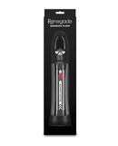 Renegade Warrior Waterproof Penis Pump Black displayed in packaging with motorized pumping features.