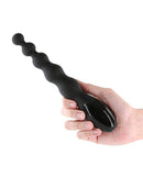 Renegade Virtua Digital Beaded Anal Vibrator Black held in hand, showcasing sleek design and digital control features.