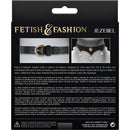 Fetish & Fashion Jezebel Collar packaging with adjustable PU collar, gold accents, and pearl embellishments