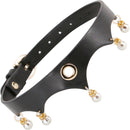 Adjustable PU Jezebel Collar with Gold Accents and Pearls