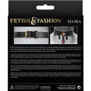 Fetish & Fashion Elvira Collar Black packaging - Elegant bondage collar with adjustable buckle, ruby jewel, and gold charm.