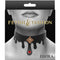 Elegant black bondage collar with gold charm and ruby jewel, presented by Fetish & Fashion - Elvira Collar in packaging
