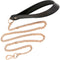 Luxurious black Nyx leash with soft handle and nickel-free golden chain for bondage play and restraint.