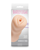 Barely Legal Christine Vagina Stroker White packaging showing open-ended design for realistic pleasure.
