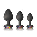Glams Spades Anal Trainer Kit Black - stylish three-piece silicone plug set for anal training.