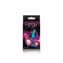 Rear Assets Multicolor Heart Small Pink Butt packaging by NS Novelties, featuring a shiny anal plug with a heart design.