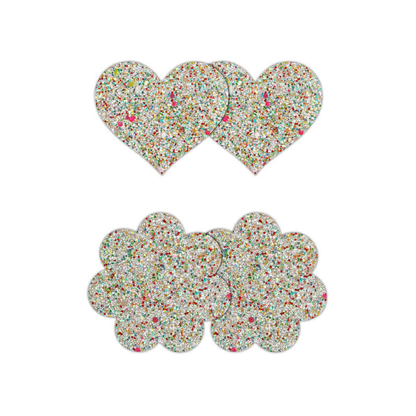 PRETTY PASTIES HEART & FLOWER GLOW 2 PAIR-0
