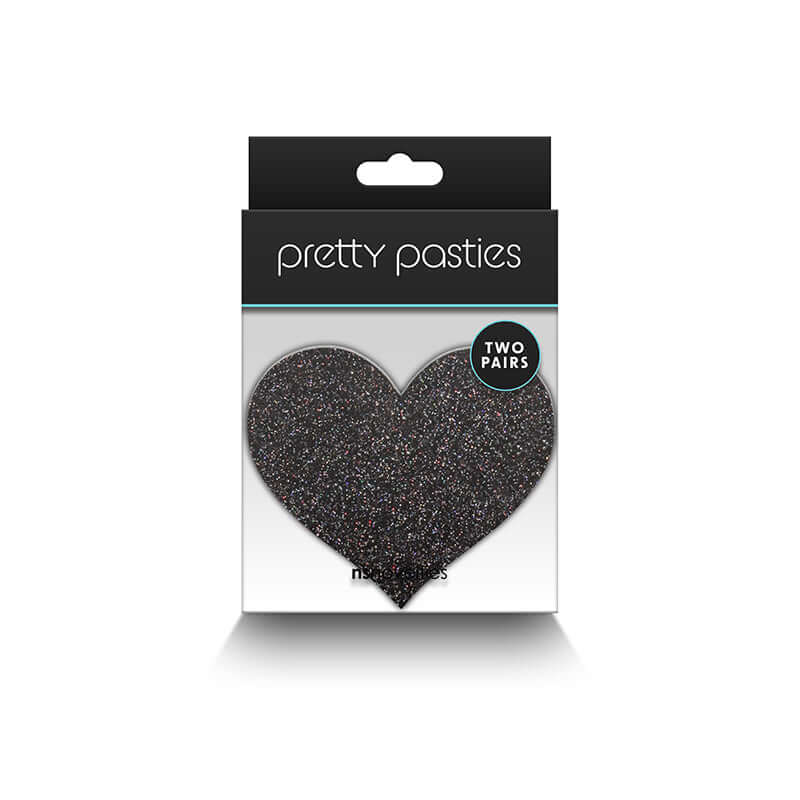 PRETTY PASTIES GLITTER HEARTS BLACK/GOLD 2 PAIR-1