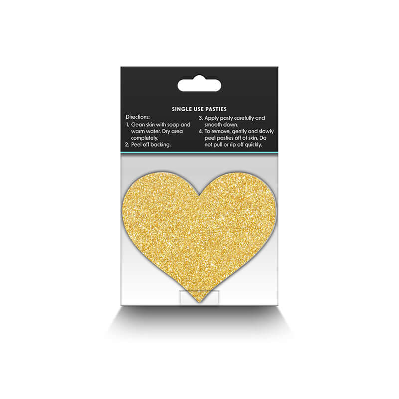 PRETTY PASTIES GLITTER HEARTS BLACK/GOLD 2 PAIR-2