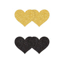 PRETTY PASTIES GLITTER HEARTS BLACK/GOLD 2 PAIR-0