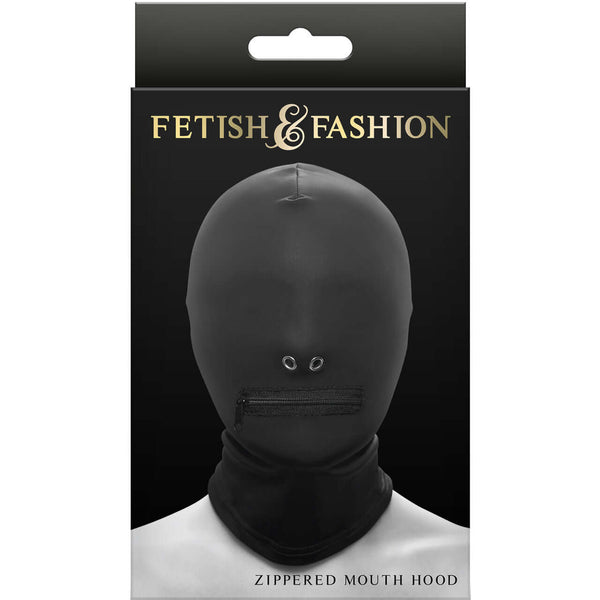 FETISH & FANTASY ZIPPERED MOUTH HOOD BLACK-1