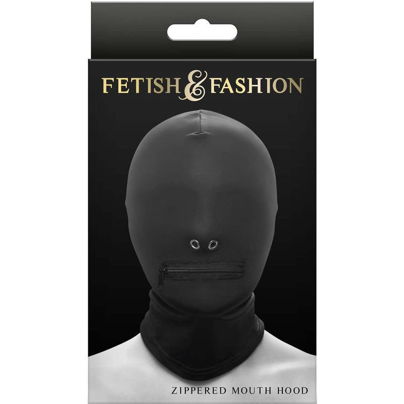FETISH & FANTASY ZIPPERED MOUTH HOOD BLACK-1