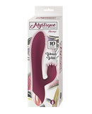 Mystique Venus Vibe Rabbit Vibrator Eggplant with 10 functions, featuring a textured design and sleek packaging.