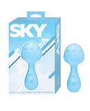 Nasstoys Sky Magic Mushroom Clitoral Vibrator Blue product packaging and vibrator in calming blue color.
