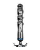 Natalie's Toy Box Hidden Treasure Metal Vibrator Grey sleek metal design with ribbed contours for deep vibrations.