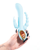 Natalie's Toy Box Mighty Magic Clit G-Spot Anal Vibrator held in hand, showcasing its sleek design and features.