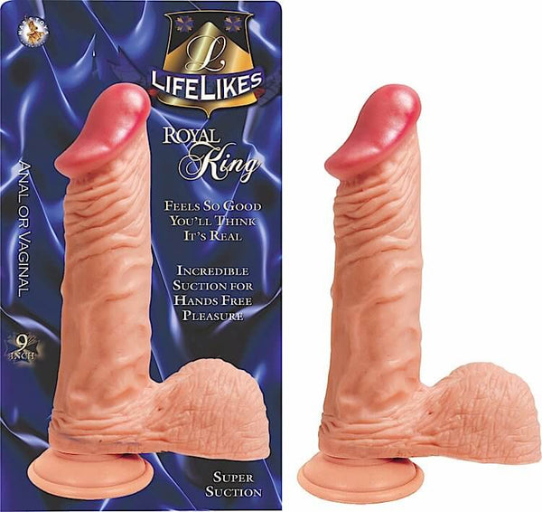 Lifelikes Royals Flesh Dong 9 Inches - Realistic Suction Cup Dildo Packaging and Product Image
