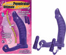 Double Penetrator Ultimate Cock Ring Purple with dual vibrating bullets for enhanced stimulation.